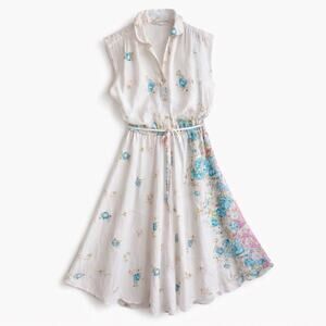 Concepts Vintage 70s Romantic Cotton Floral Midi Shirt Dress Tie Waist Small